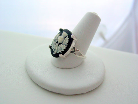 Sterling Silver Thistle Ring Scotland's National Flower Outlander Thistle Cameo Ring