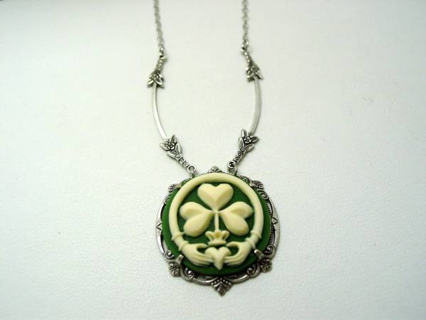 Art Nouveau Scottish Heritage Claddagh Cameo, Jewelry Love Loyalty Friendship Irish, Irish Pendant