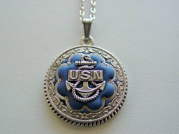United States Navy Unique Military Pendant, Victorian Necklace, Military Necklace