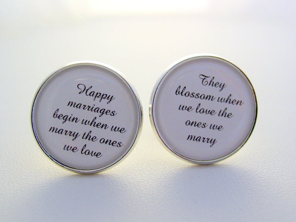 Wedding Anniversary Gift To Groom From Bride Happy Marriages Begin When We Marry The Ones We Love Cufflinks