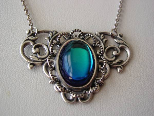 Art Nouveau Style Bermuda Blue Necklace