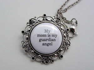 Memorial Jewelry My Mom Is My Guardian Angel Necklace or Keychain