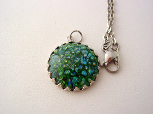 Emerald Fire Opal Necklace Crown Style Setting Necklace OOPS!