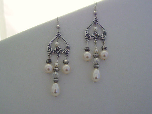 Traditional Wedding Earrings Off White Pearl Earrings Bridal Gift ~ Matron of Honor Gift ~ Bridesmaids Gift