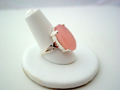 Sterling Silver Rose Quartz Ring Gemstone Ring Pink Quartz Bezel Ring Sizes 6 thru 8