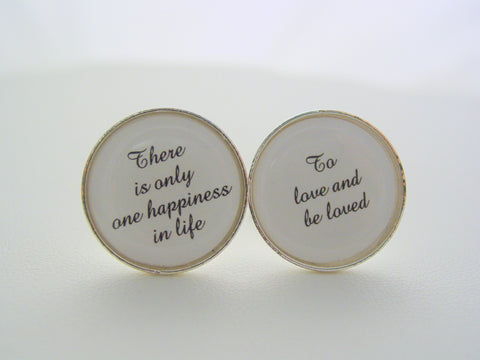 Wedding Anniversary Gift To Groom From Bride There Is Only One Happiness In Life To Love and Be Loved Cufflinks