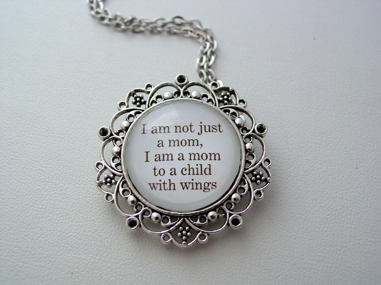 Memorial Jewelry I Am Not Just A Mom, I Am A Mom To A Child With Wings Inspiring Quote Your Choice Keychain or Necklace