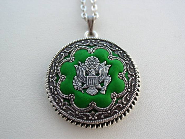 United States Army Unique Military Pendant, Victorian Necklace, Military Necklace