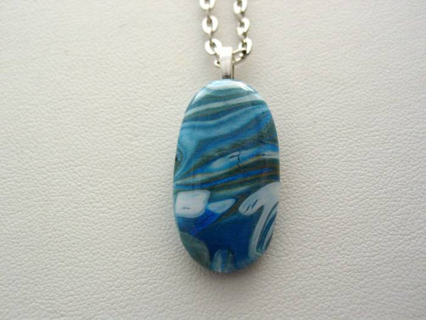 River Rock Jewelry, Blue Wearable Fluid Art Necklace, Original Alaskan Rock Organic Jewelry, Dirty Pour Necklace, Nature Jewelry (brr11)