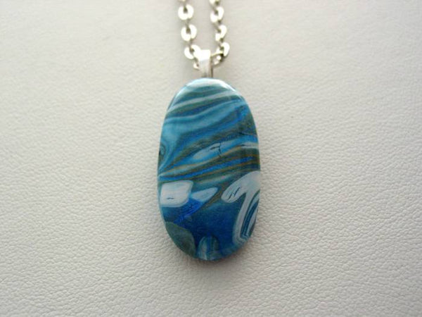 River Rock Jewelry, Blue Wearable Fluid Art Necklace, Original Alaskan Rock Organic Jewelry, Dirty Pour Necklace, Nature Jewelry (brr11)