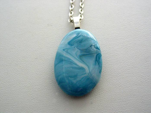 River Rock Jewelry, Blue Wearable Fluid Art Necklace, Original Alaskan Rock Organic Jewelry, Dirty Pour Necklace, Nature Jewelry (brr6)
