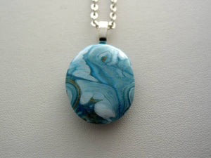 River Rock Jewelry, Blue Wearable Fluid Art Necklace, Original Alaskan Rock Organic Jewelry, Dirty Pour Necklace, Nature Jewelry (brr8)