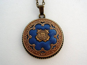 United States Coast Guard Unique Military Pendant, Victorian Necklace, Military Necklace