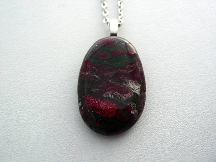 River Rock Jewelry, Red Green Wearable Fluid Art Necklace, Original Alaskan Rock Organic Jewelry, Dirty Pour Necklace, Nature Jewelry (crr2)
