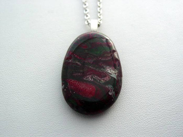 River Rock Jewelry, Red Green Wearable Fluid Art Necklace, Original Alaskan Rock Organic Jewelry, Dirty Pour Necklace, Nature Jewelry (crr2)