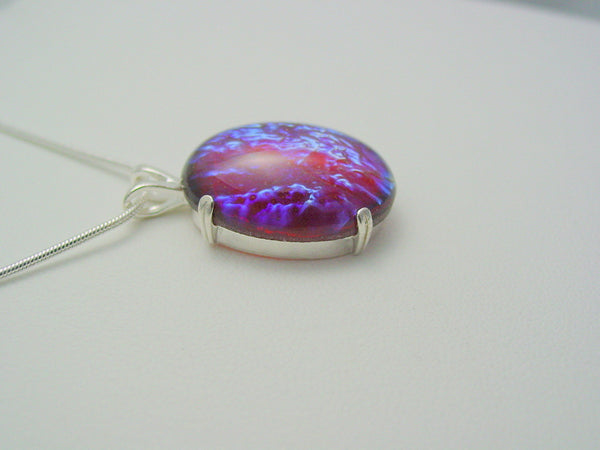 Dragons Breath Fire Opal Sterling Silver Snake Chain Necklace Sterling Silver Mexican Fire Opal Necklace