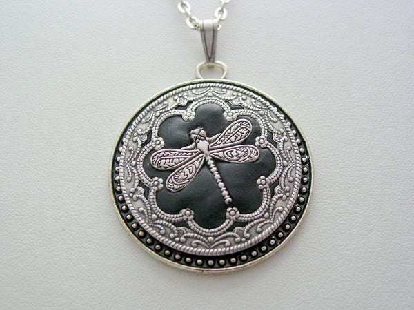 Victorian Dragonfly Pendant, Oxidized Finish