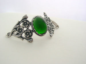 Art Nouveau Emerald Green Floral Bracelet