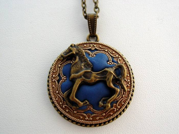 Horse Necklace, Victorian Pendant, Riding Horse Filigree Necklace, Unique Horse Pendant