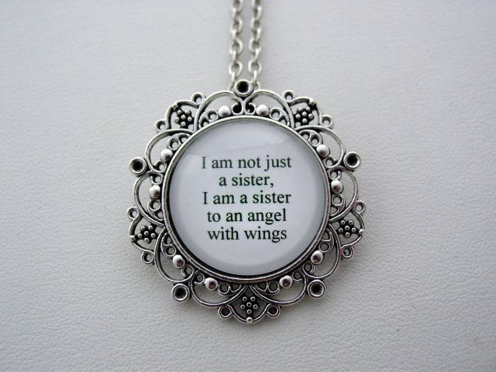 Memorial Jewelry I Am Not Just A Sister, I Am A Sister To An Angel With Wings Inspiring Quote Keychain