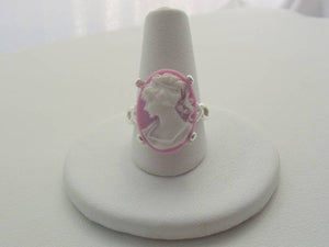 Sterling Silver Victorian Style Lady Lavender White Cameo Ring