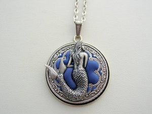 Victorian Style Mermaid Necklace,  Filigree Unique Mermaid Pendant