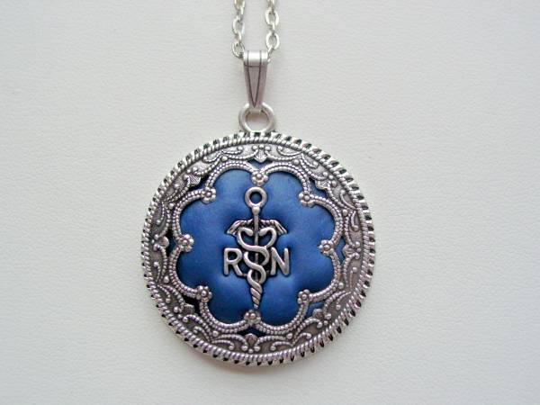Victorian Style Nurse Caduceus Necklace, Nurse Pendant, Healthcare Necklace, Oxidized Finish, Layered Necklace