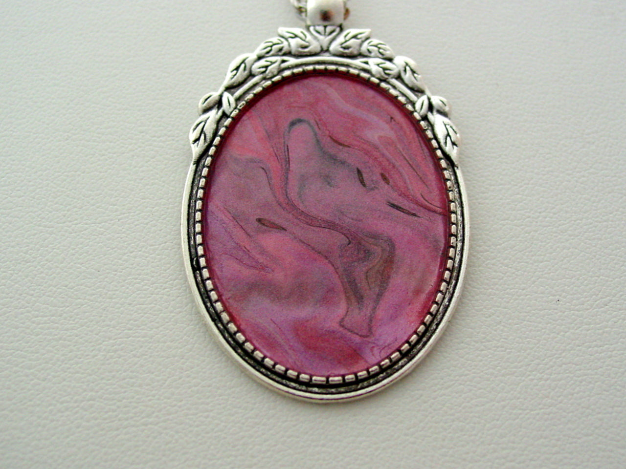 Fluid Art Necklace Pink Metallic Original Wearable Organic Jewelry Dirty Pour Pendant (p407)