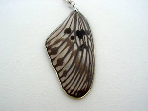 Reversible Real Butterfly Wing Necklace Paper Butterfly Tree Nymph Real Butterfly Wing Necklace Nature Pendant (pap1)