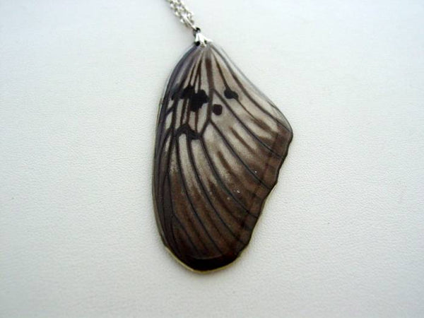 Reversible Real Butterfly Wing Necklace Paper Butterfly Tree Nymph Real Butterfly Wing Necklace Nature Pendant (pap1)