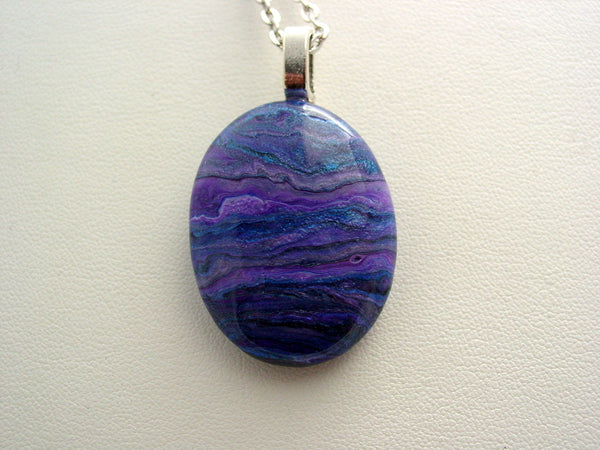 River Rock Jewelry Purple Metallic Wearable Fluid Art Necklace Original Alaskan Rock Organic Jewelry Dirty Pour Necklace With Chain (rr10m)