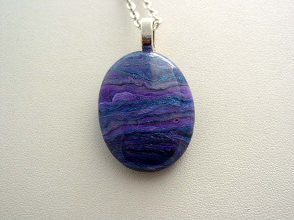 River Rock Jewelry Purple Metallic Wearable Fluid Art Necklace Original Alaskan Rock Organic Jewelry Dirty Pour Necklace With Chain (rr10m)