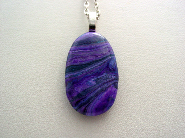 River Rock Jewelry Purple Wearable Fluid Art Necklace Original Alaskan Rock Organic Jewelry Dirty Pour Necklace With Chain (rr17)