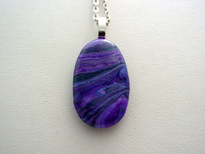 River Rock Jewelry Purple Wearable Fluid Art Necklace Original Alaskan Rock Organic Jewelry Dirty Pour Necklace With Chain (rr17)
