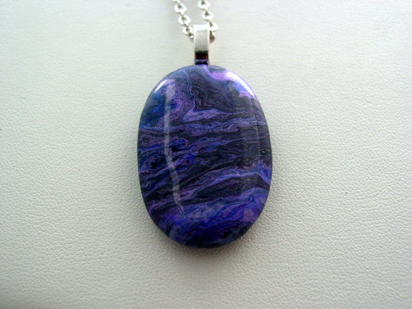 River Rock Jewelry Purple Metallic Wearable Fluid Art Necklace Original Alaskan Rock Organic Jewelry Dirty Pour Necklace With Chain (rr2m)
