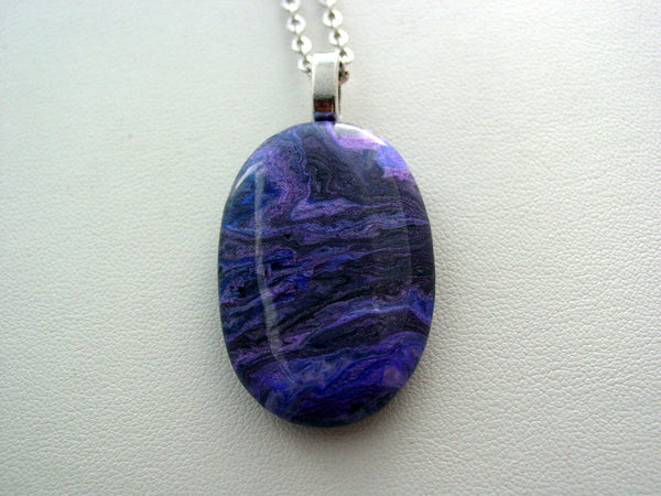 River Rock Jewelry Purple Metallic Wearable Fluid Art Necklace Original Alaskan Rock Organic Jewelry Dirty Pour Necklace With Chain (rr2m)