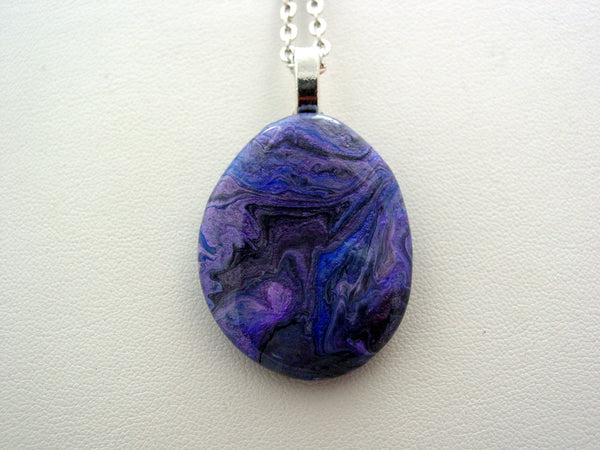 River Rock Jewelry Purple Metallic Wearable Fluid Art Necklace Original Alaskan Rock Organic Jewelry Dirty Pour Necklace With Chain (rr3m)
