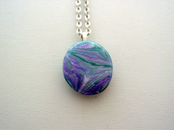 River Rock Jewelry Purple Metallic Teal Wearable Fluid Art Necklace Original Alaskan Rock Organic Jewelry Dirty Pour Necklace With Chain (rra13)