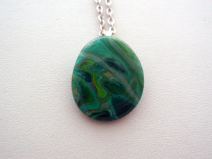 River Rock Jewelry Teal Wearable Fluid Art Necklace Original Alaskan Rock Organic Jewelry Dirty Pour Necklace With Chain (rra4)
