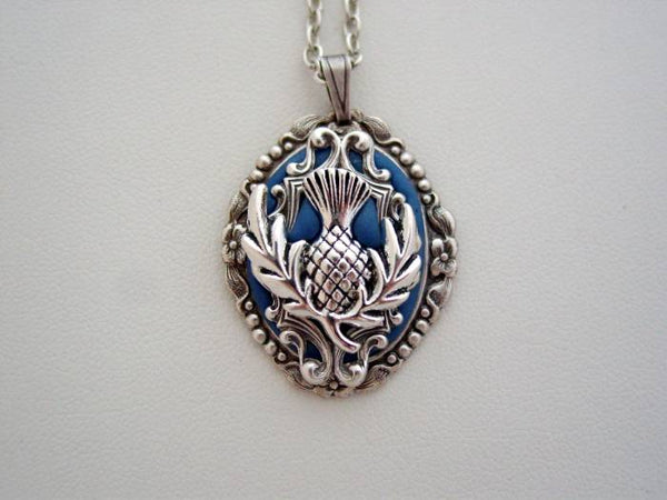 Art Nouveau Style Scotland's Thistle National Flower Necklace, Thistle Necklace