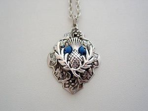 Art Nouveau Style Scotland's Thistle National Flower Necklace, Thistle Necklace