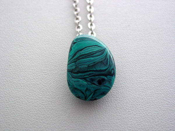 River Rock Jewelry Aqua Wearable Fluid Art Necklace Original Alaskan Rock Organic Jewelry Dirty Pour Necklace With Chain (ta4)