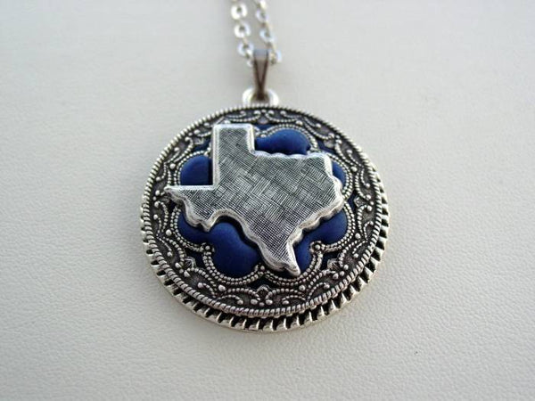 Texas Necklace, Victorian Renaissance Pendant, State of Texas Filigree Necklace, Unique State Charm Pendant