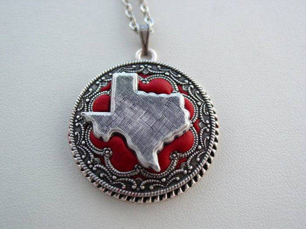 Texas Necklace, Victorian Renaissance Pendant, State of Texas Filigree Necklace, Unique State Charm Pendant