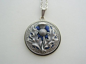 Victorian Style Thistle Necklace, Filigree Scotland's National Flower Pendant