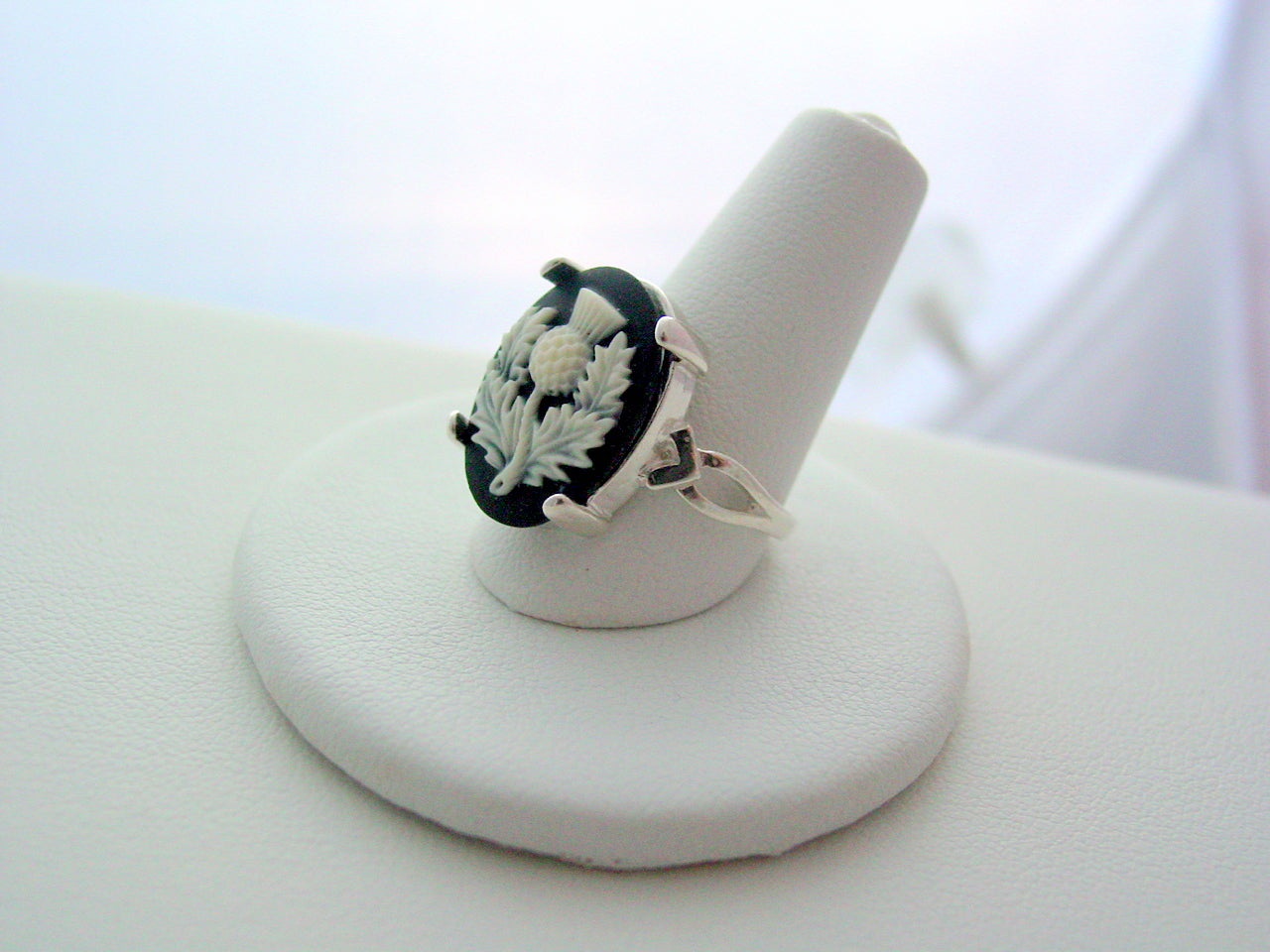 Sterling Silver Thistle Ring Scotland's National Flower Outlander Thistle Cameo Ring