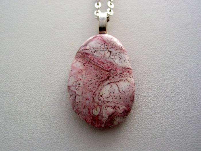 River Rock Jewelry, Mauve Pink White Wearable Fluid Art Necklace, Original Alaskan Rock Organic Jewelry, Dirty Pour Necklace, Nature Jewelry (wrr2)