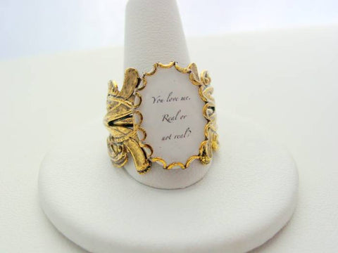 Hunger Games You Love Me Real Or Not Real Antique Gold Finish Ring Last One!
